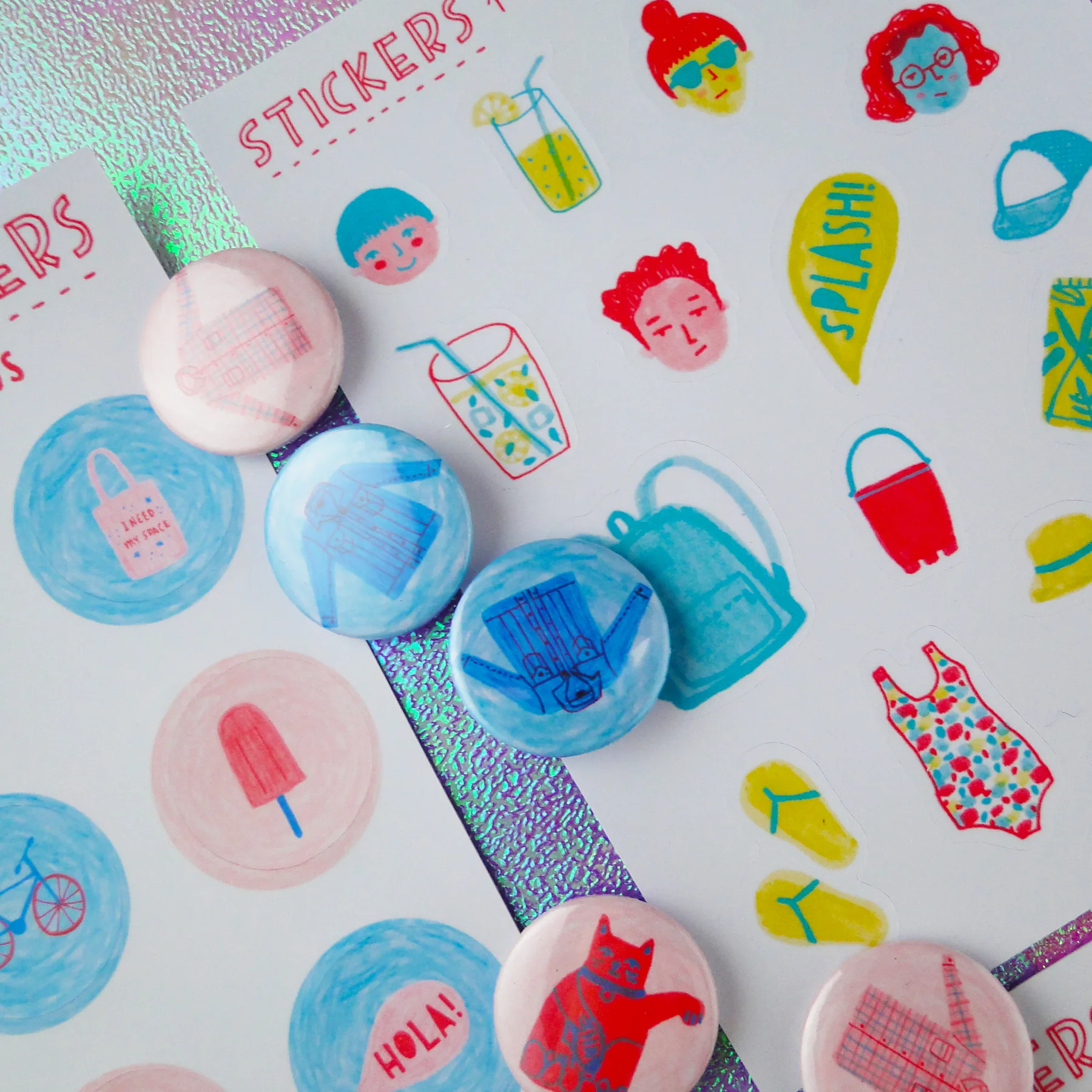 Ejemplo de stickers en set con corte parcial