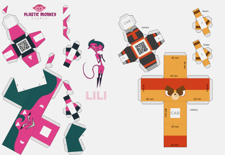 Plantillas impresas para armar un Paper Toy